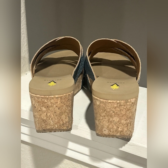Blue Woven Cork Wedge Sandals - Picture 4 of 4